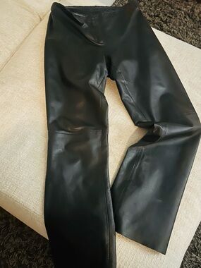 Cache Black Wide-Leg Leather Pants